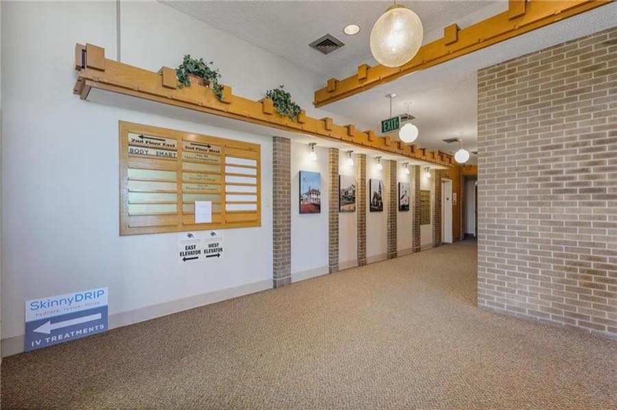 Lobby, tenant directory and elevators